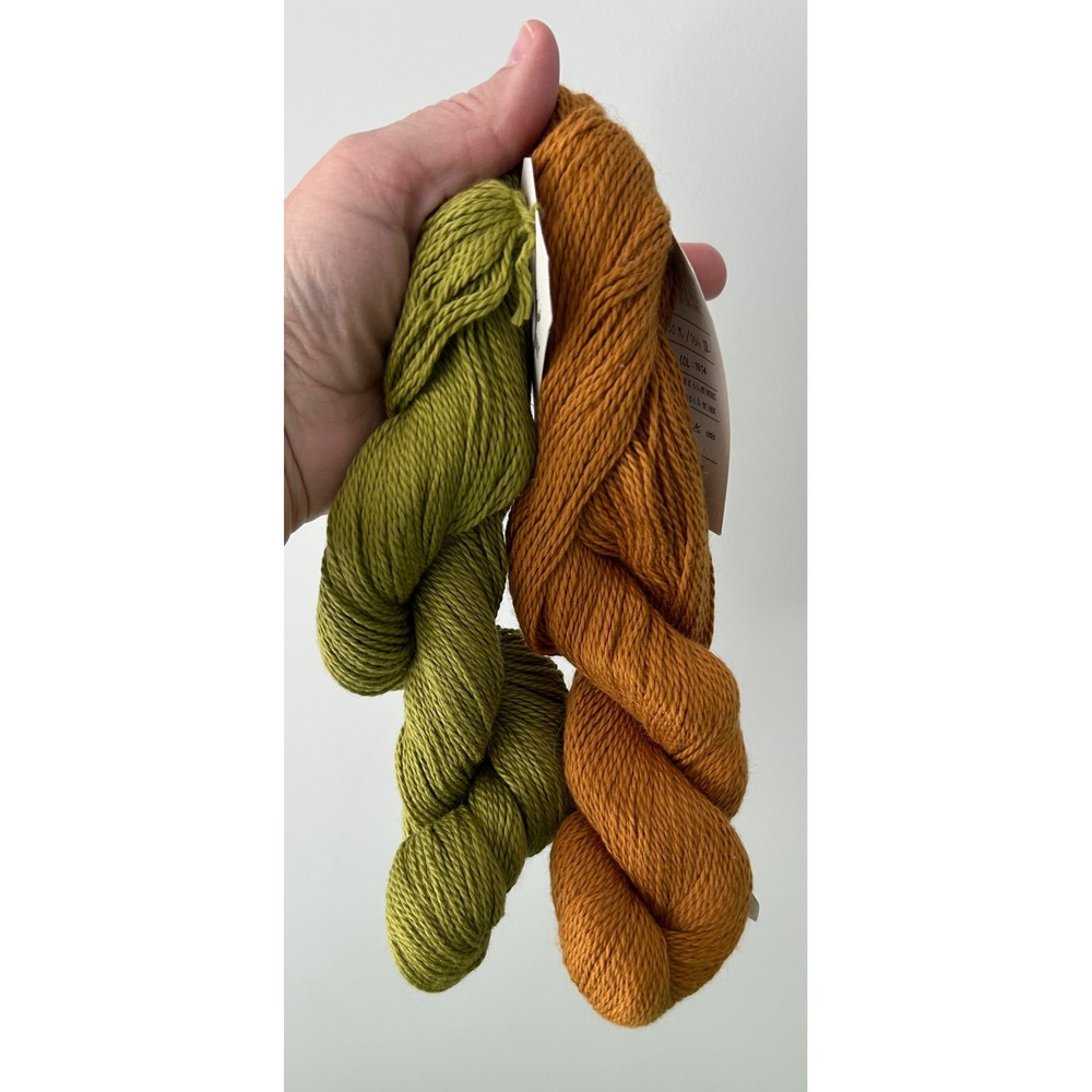 Amano Sami Organic Pima Cotton Yarn Bundle Green 1804 Orange 1814 DK 100g